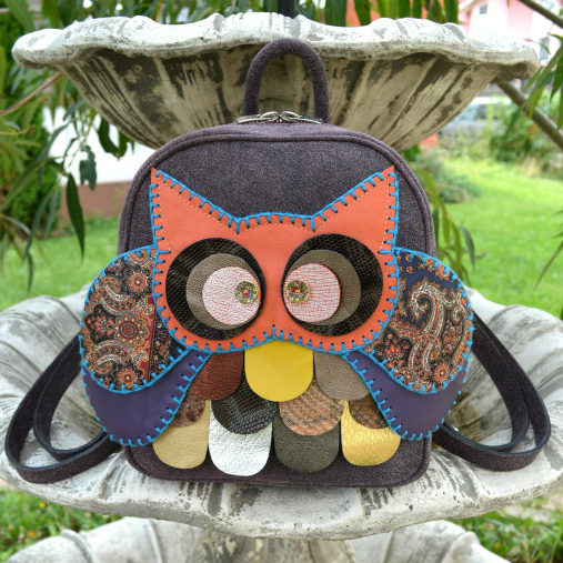 Handmade-Owl-Purple-Leather-Backpack-Carmenittta